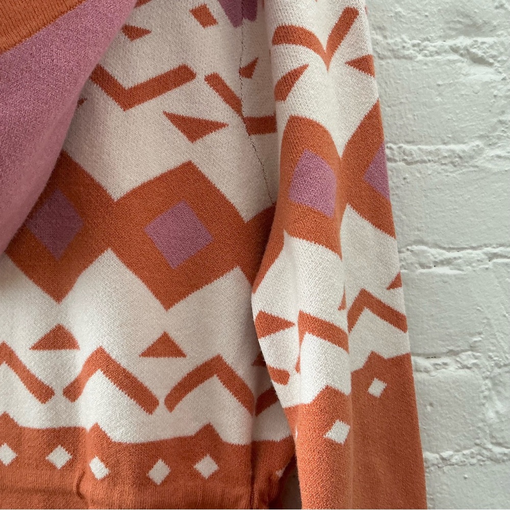 NWT Torrid Hooded Cardigan Duster Cinched Waist Orange Pink Print Boho Cozy Sz 2 - Picture 12 of 15